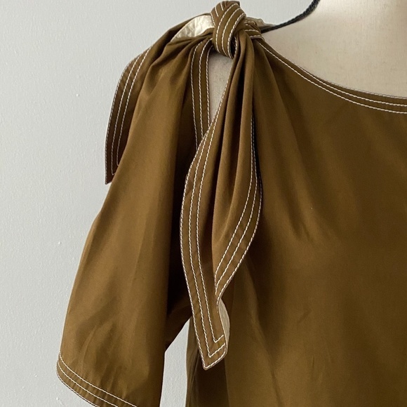 Chloé Brown White Details Cold Shoulder Blouse S - Picture 4 of 12